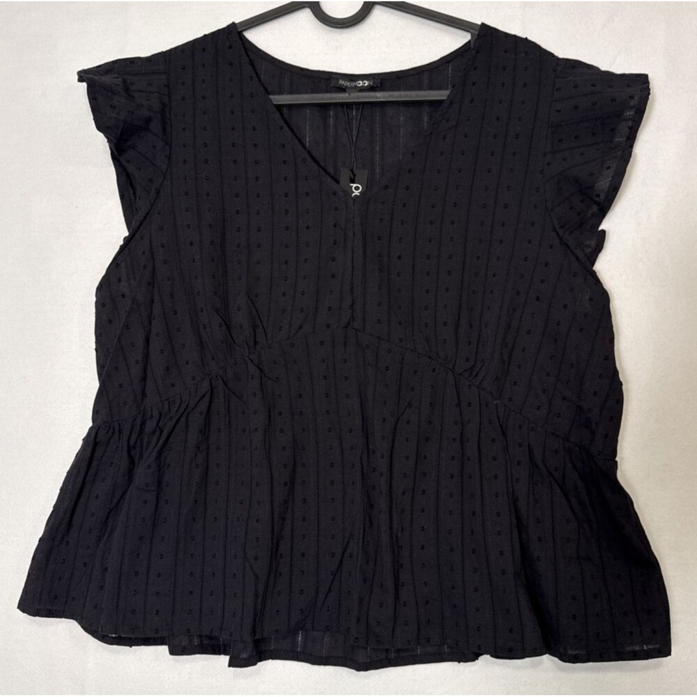 Black Papermoon NWT Top Sz XL Ruffle Bottom Embroidered Boho-Chic Whimsigoth